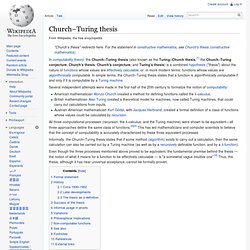 Church–Turing thesis