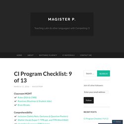 CI Program Checklist: 9 of 13