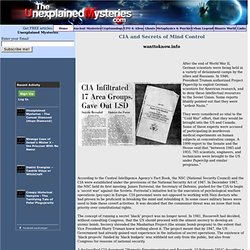 CIA and Secrets of Mind Control
