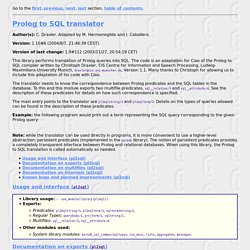 The Ciao Prolog System - Prolog to SQL translator