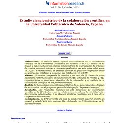 Estudio cienciométrico de la colaboración científica en la Universidad Politécnica de Valencia, España