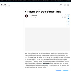 CIF Number in State Bank of India