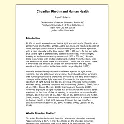 Circadian Rhythm and Human Health