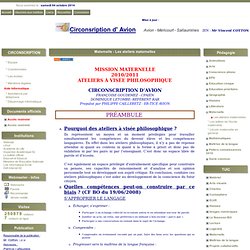 Inspection de l'Education Nationale - Circonscription d'Avion (62) - Maternelle - Les ateliers maternelles