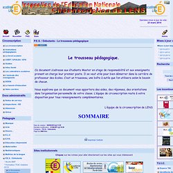 le site de la circonscription de Lens - P.E.S. / Débutants - Le trousseau pédagogique