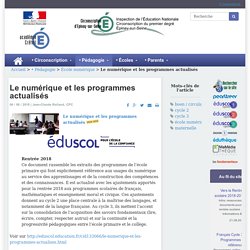 IEN - Circonscription d’Épinay sur Seine - Le numérique et les programmes actualisés