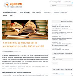 Circulaire du 13 mai 2016 sur la coordination entre les SIAO et les SPIP