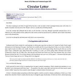 Circular Letter from Karl Marx and Frederick Engels 1879
