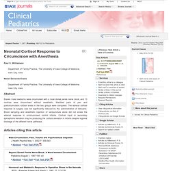 Neonatal Cortisol Response to Circumcision with Anesthesia