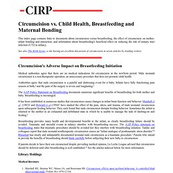 Circumcision, Breastfeeding, and Maternal Bonding