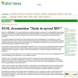 FGM, circumcision "likely to spread HIV"