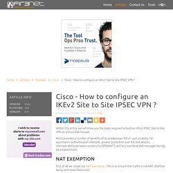 Cisco - How to configure an IKEv2 Site to Site IPSEC VPN ?