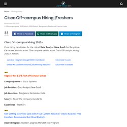 Cisco Off-campus Hiring