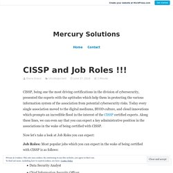 CISSP and Job Roles !!! – Mercury Solutions