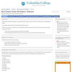 Welcome - MLA Citation Guide (8th Edition) - LibGuides at Columbia College (BC)