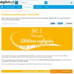Citations de philosophie : Bac S 2016