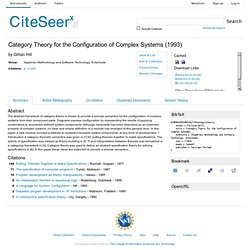 Category Theory for the Configuration of Complex Systems