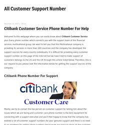 Citibank Customer Service Phone Number For Help