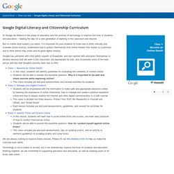 Digital Literacy and Citizenship Curriculum – Know your web – Good to Know – Google