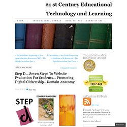 Step D… Seven Steps To Website Evaluation For Students… Promoting Digital Citizenship…Domain Anatomy