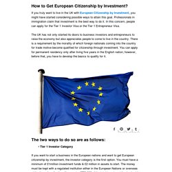How to Get European Citizenship by Investment?