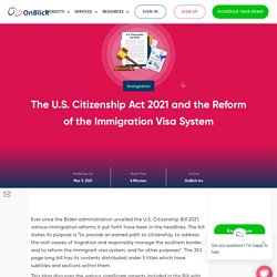 The U.S. Citizenship Act 2021 and the Reform of the Immigration Visa System