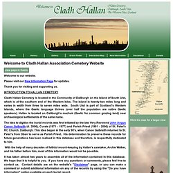 Cladh Hallan Cemetery South Uist: Home Page