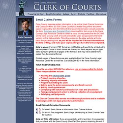 Small Claims Forms - Clerk of Courts - Government of Dane County, Wisconsin