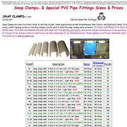 Snap Clamps and Structural PVC pipe fitting prices