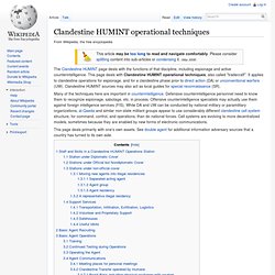 Clandestine HUMINT operational techniques