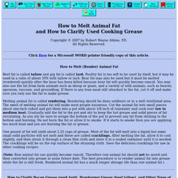 How to Melt Animal Fat and Clarify Used Cooking Grease by Robert Wayne Atkins