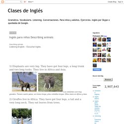 Clases de Inglés: Inglés para niños Describing animals