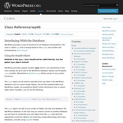 Function Reference/wpdb Class
