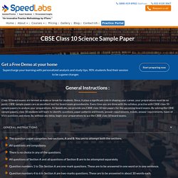 Class 10 CBSE Science Sample Paper: SpeedLabs