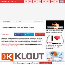 Le classement du Top 100 Klout France