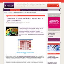 Classement international 2011 "Open Data et Open Government"