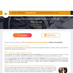 Classement Master Management et Droit de l'Immobilier, top 20 2020 des masters Management et Droit de l'Immobilier