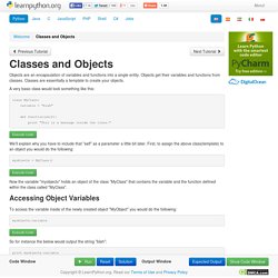 Classes and Objects - Learn Python - Free Interactive Python Tutorial