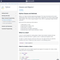 Classes and Objects I Tutorials & Notes