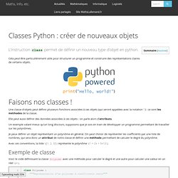 Classes Python : créer de nouveaux objets