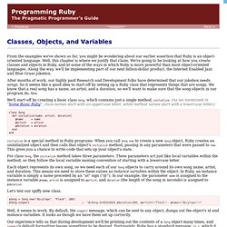 Classes, Objects, and Variables @ Programming Ruby