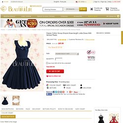 Classic Cotton Scoop Empire Knee-length Lolita Dress With Vertical Pleats