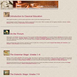 Contents of Classical Christian Homeschooling: Classical Education at Home