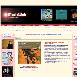 Mozart Str Quartets Vol 2 NI25335 [BW]: Classical Music Reviews - August 2009 MusicWeb-International