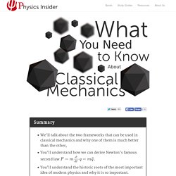 What You Need to Know About Classical Mechanics