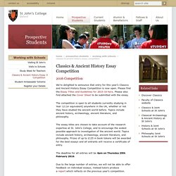 Classics & Ancient History Essay Competition - St John's College Oxford