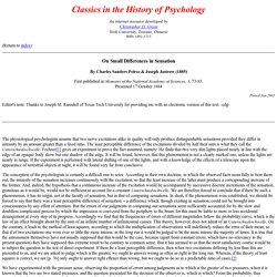 Classics in the History of Psychology