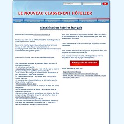 classification hotelier français - Classement Hôtellerie