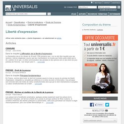 liberté d'expression - classification thématique - Encyclopædia Universalis‎