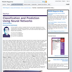 Test Run - Classification and Prediction Using Neural Networks